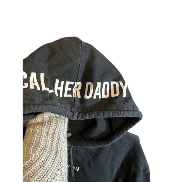 Barstool Chicks Black Call Her Daddy Hooded Cropped Sweatshirt Women Sz S - Picture 8 of 8